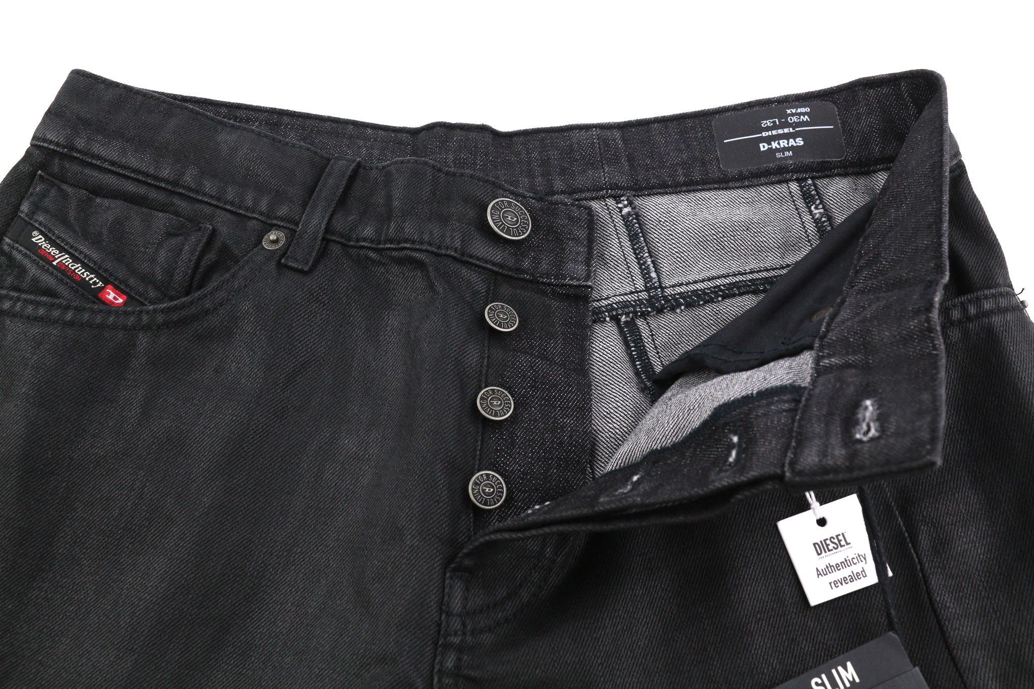 Diesel D-KRAS 0BFAX W30/L32 Black Slim Denim 40447 Size US 30 / EU 46 - 4 Thumbnail