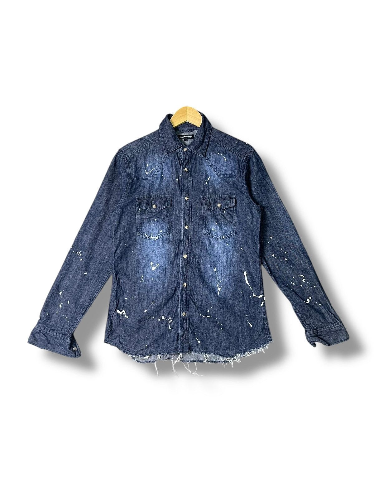 If Six Was Nine × Le Grande Bleu (L.G.B.) × semanticdesign Semantic Design Splatter Paint Denim Button Up Shirt(49) Size US M / EU 48-50 / 2 - 1 Thumbnail