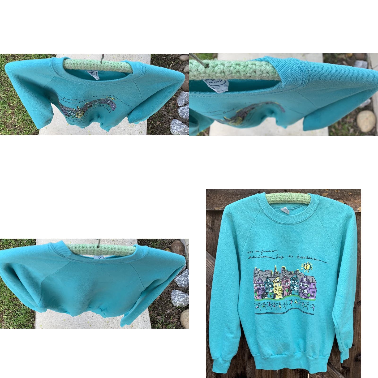 Anvil VINTAGE San Francisco Examiner bay to breakers Raglan Sweatshirt M 80s Blue Graphic Print Unisex Adults Sweatshirt Short Description: None Size US M / EU 48-50 / 2 - 8 Thumbnail