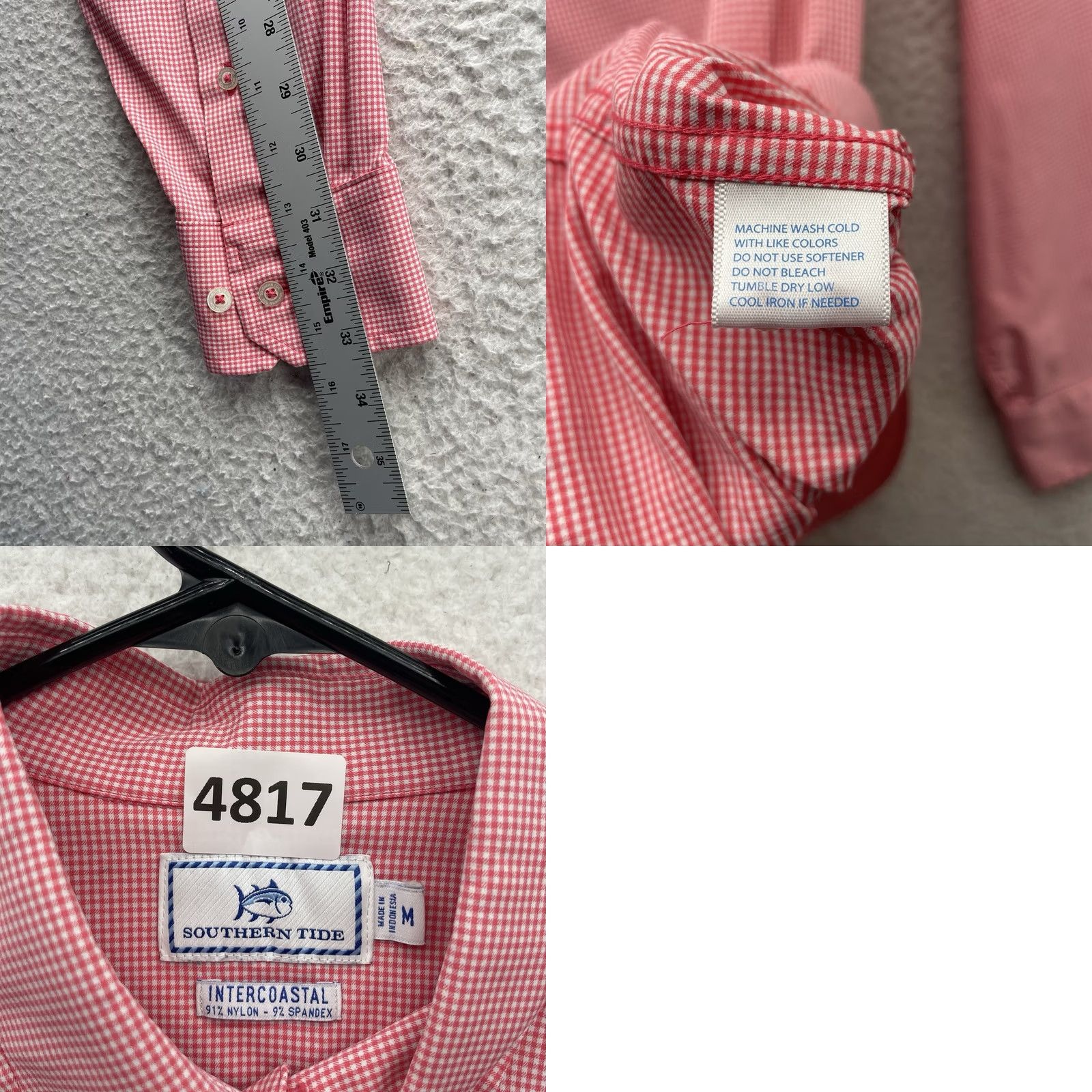 Southern Tide Southern Tide Intercoastal Shirt Mens M Pink Nylon Spandex Button-Up Collared Long Sleeve Gy Size US M / EU 48-50 / 2 - 8 Thumbnail