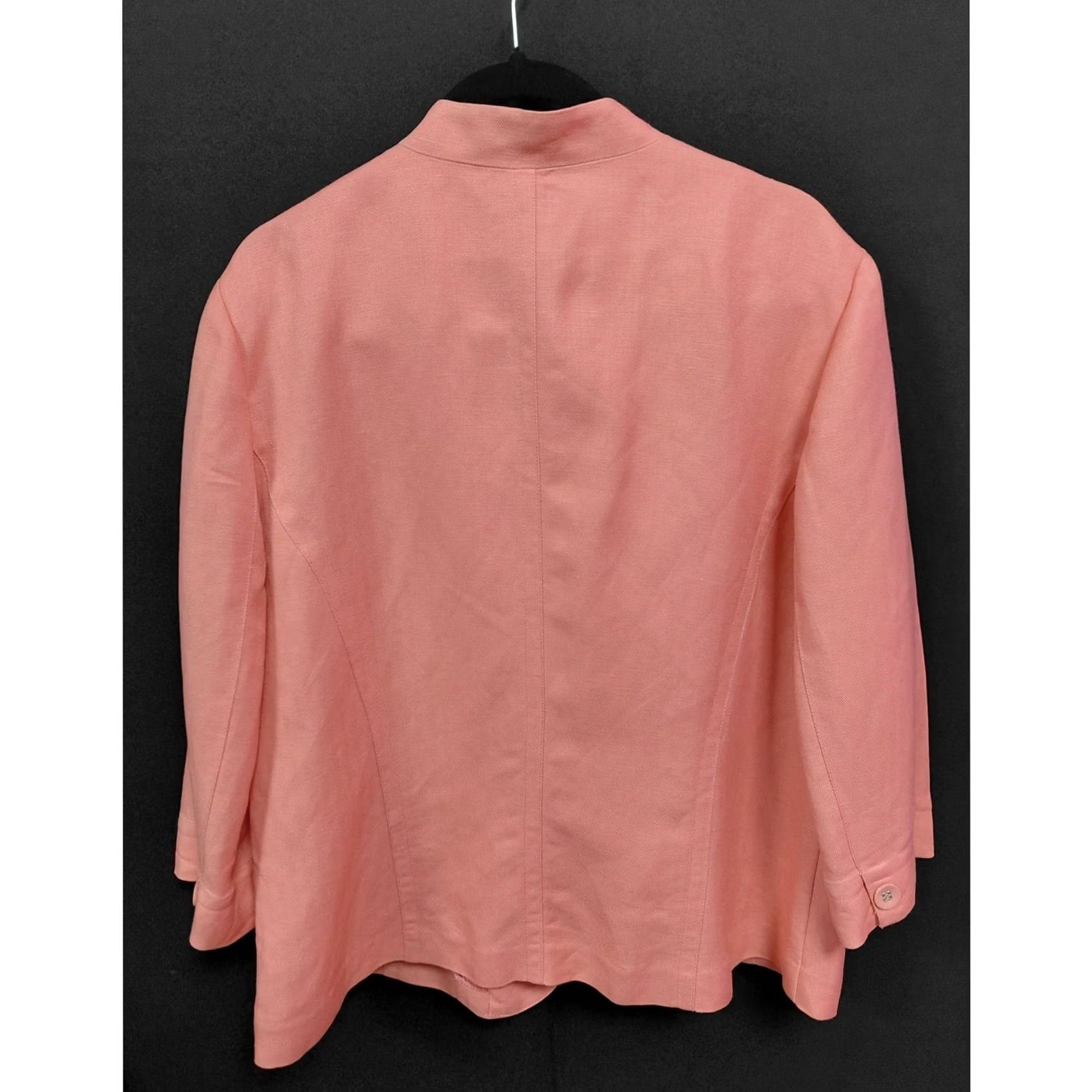 Vintage Emma James Blazer Linen Blend Pink Solid 3/4 Sleeve Size 16 Women Size XXL / US 16-18 / IT 52-54 - 3 Thumbnail
