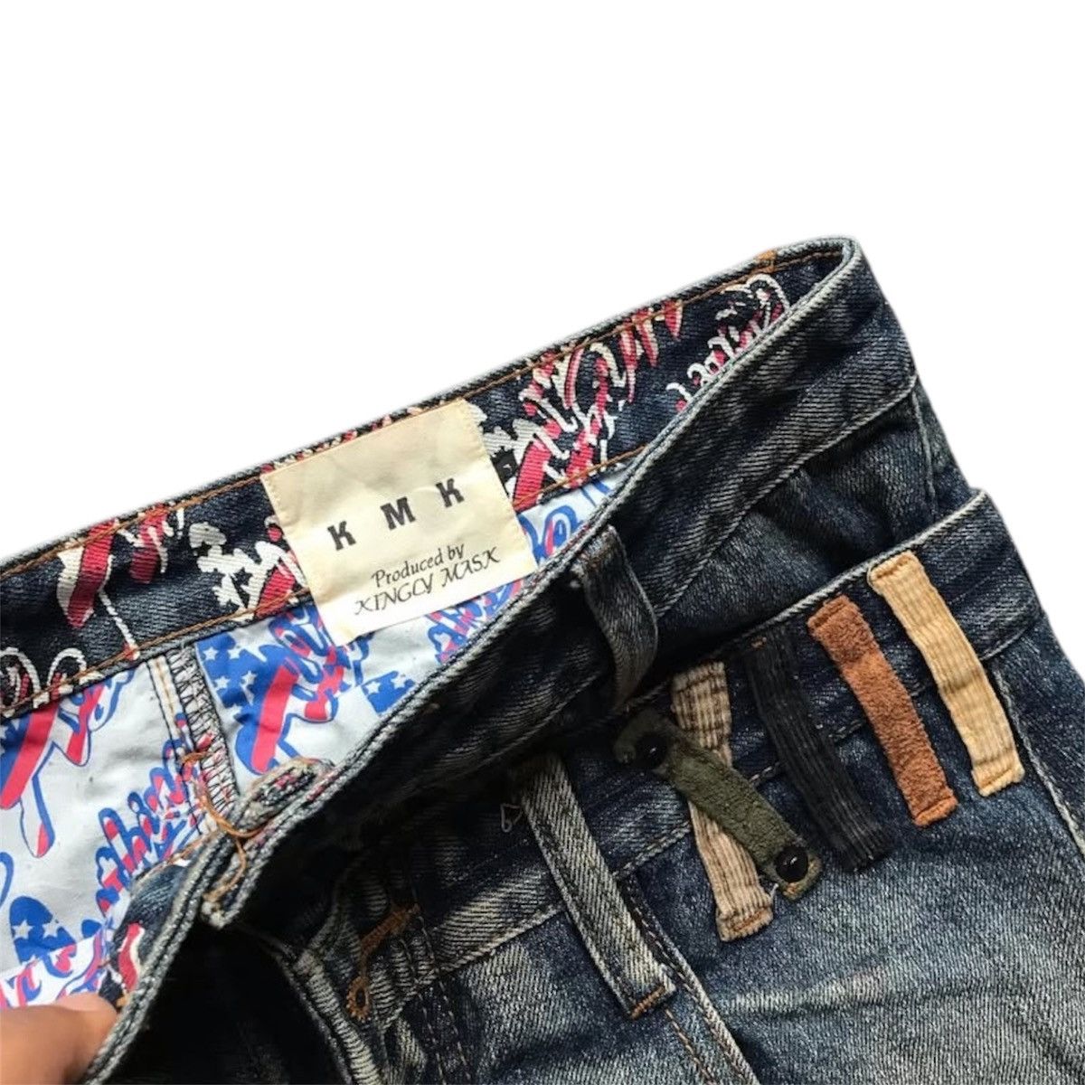 Japanese Brand Vintage KMK Breathmint Double Waist Faded Jeans Size US 31 - 5 Thumbnail