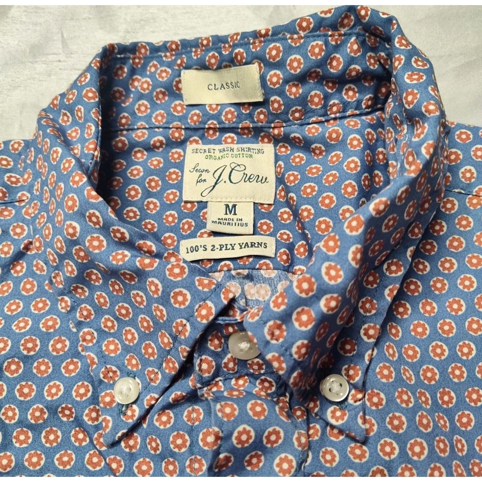 J.Crew J. CREW CLASSIC Organic Cotton Blue Brown Geo Button-Up Shirt - Men Medium Size US M / EU 48-50 / 2 - 4 Thumbnail