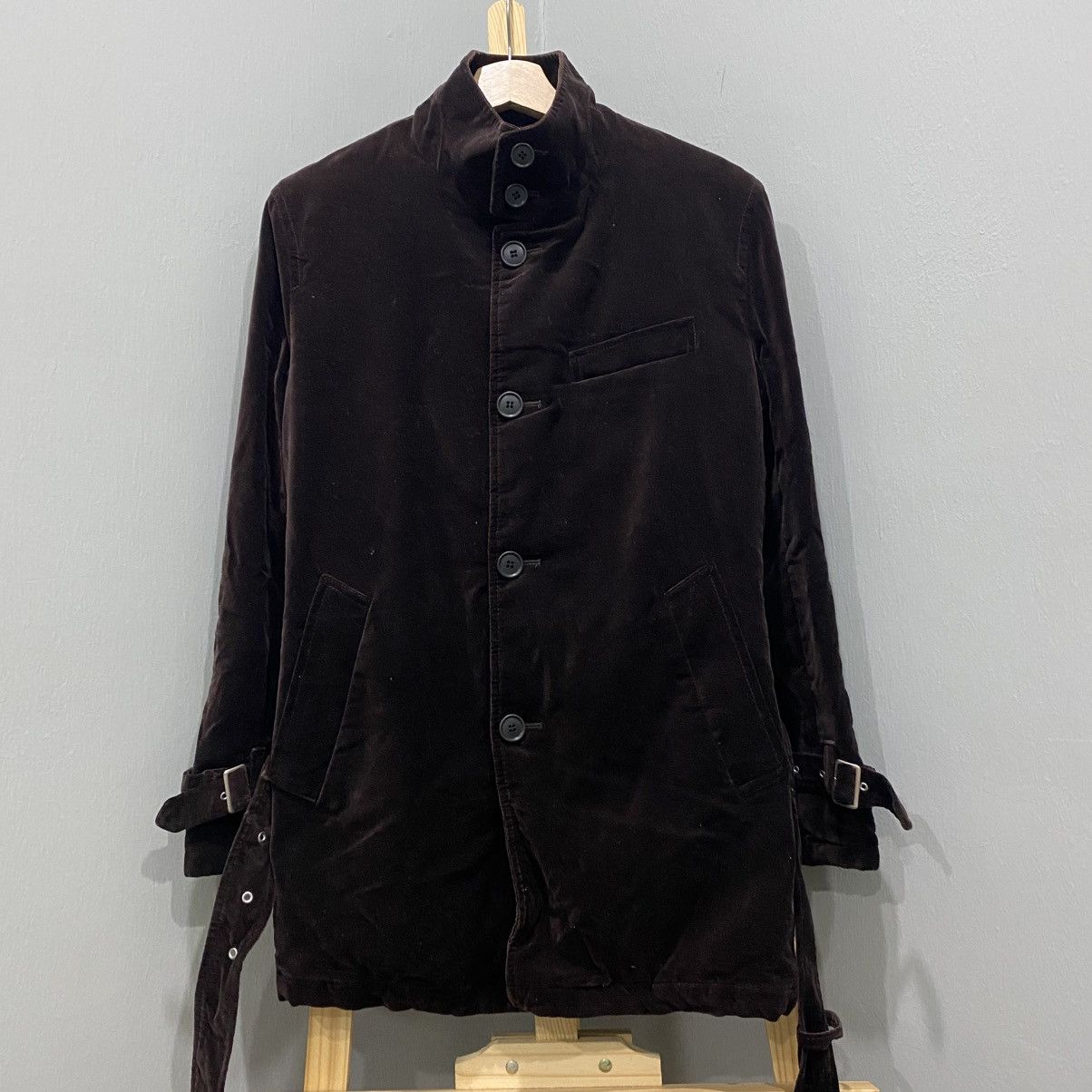 PPFM PPFM Japanese Brand Vintage Multi Belted Velvet Trench Coat Size US M / EU 48-50 / 2 - 4 Thumbnail