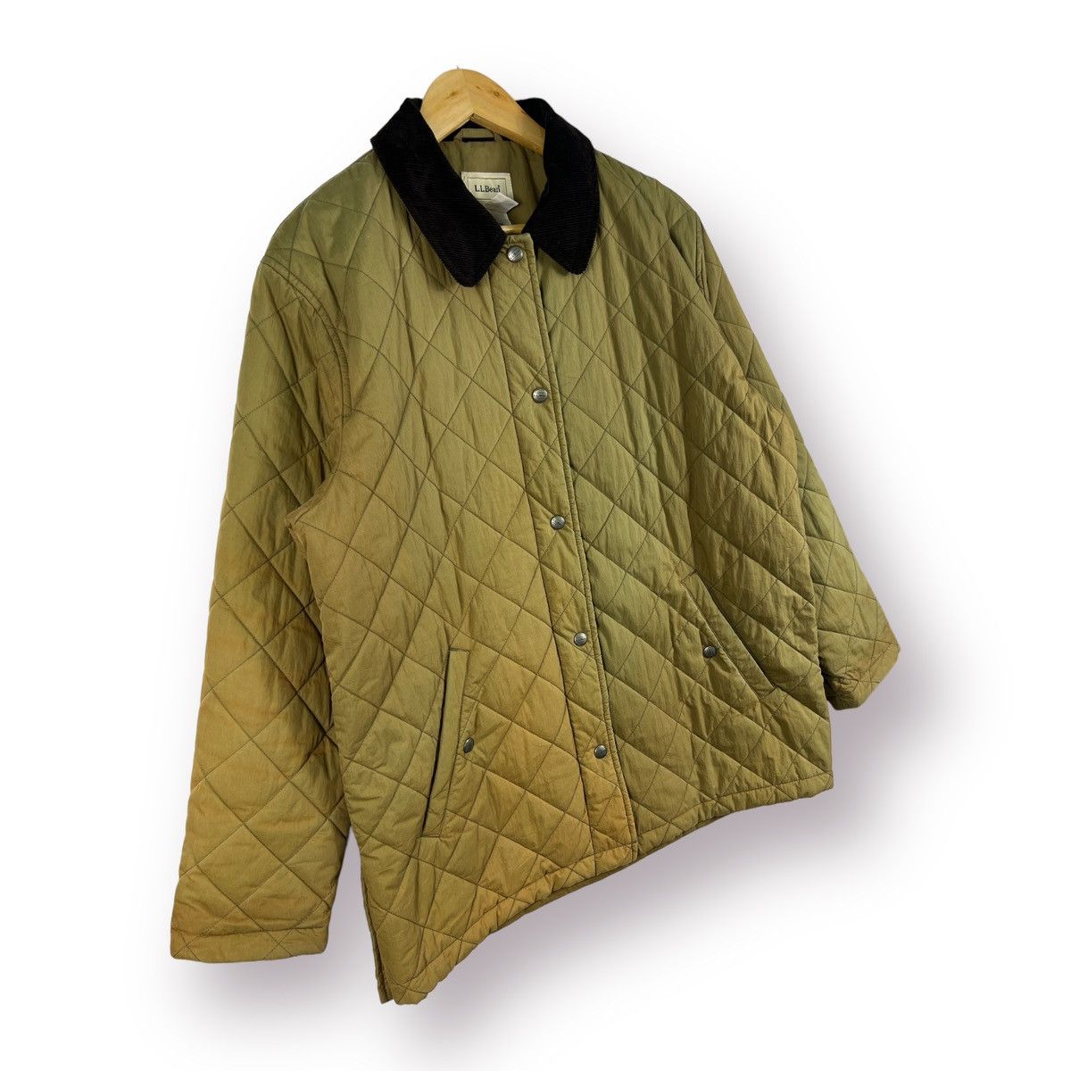 L.L. Bean 🔥 VTG OLIVE QUILTED SUNFADED L.L BEAN CORD COLLAR JACKET -M Size M / US 6-8 / IT 42-44 - 4 Thumbnail