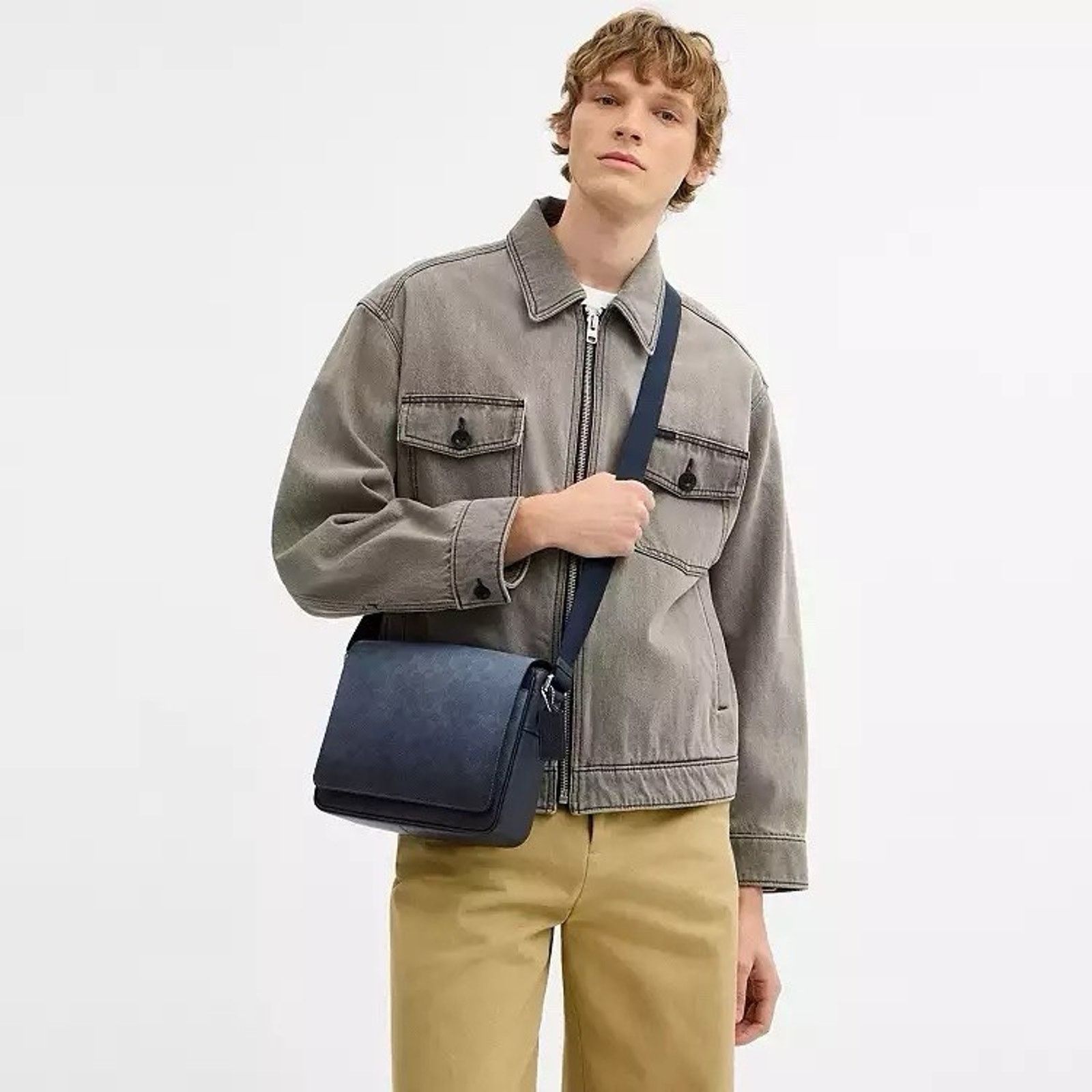 Coach NWT Coach MEN Jack Messenger Bag Signature Silver/Blue CDX89 Size ONE SIZE - 8 Thumbnail