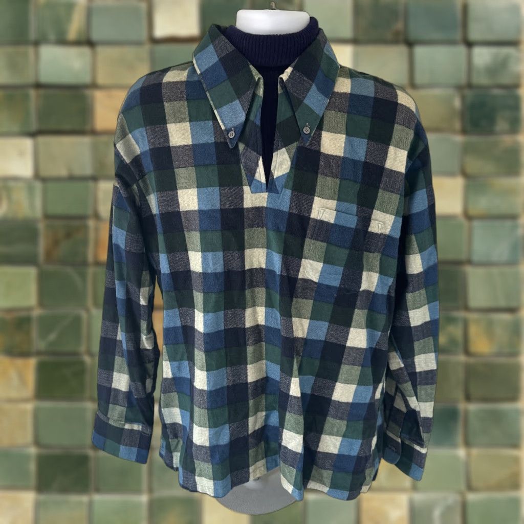 Vintage VINTAGE David Harris Turtle Neck Western Shirt Mens Large Plaid Flannel 70s T6 Size US L / EU 52-54 / 3 - 1 Thumbnail