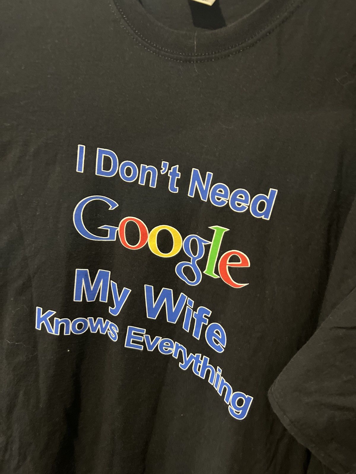 Band Tees × Microsoft × Vintage VINTAGE I DON’T NEED GOOGLE MY WIFE KNOWS EVERYTHING T SHIRT Size US XL / EU 56 / 4 - 5 Thumbnail