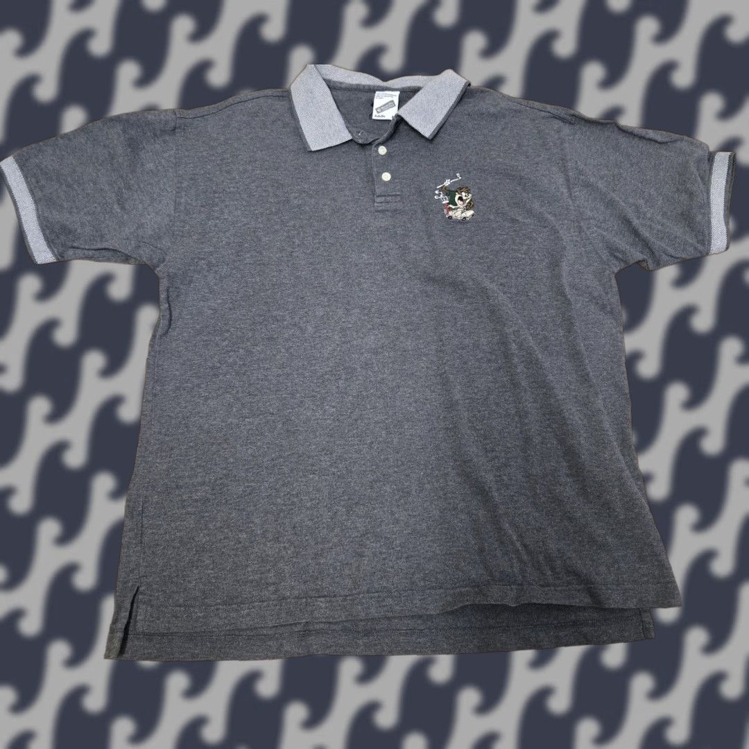 Vintage VINTAGE Warner Bros Taz Polo Shirt Mens M Golf Cartoon Looney Tunes 100% Cotton Gray Heather Comfort Collar Short Sleeve Mens Size US M / EU 48-50 / 2 - 1 Thumbnail