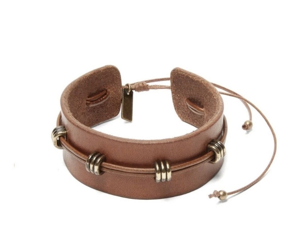 Saint Laurent Paris Saint Laurent Paris YSL Leather And Brass Bracelet Size ONE SIZE - 1 Thumbnail