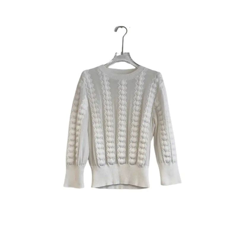 Chanel Chanel White Cotton Blend Long Sleeve Sweater 0089 Size S / US 4 / IT 40 - 1 Thumbnail