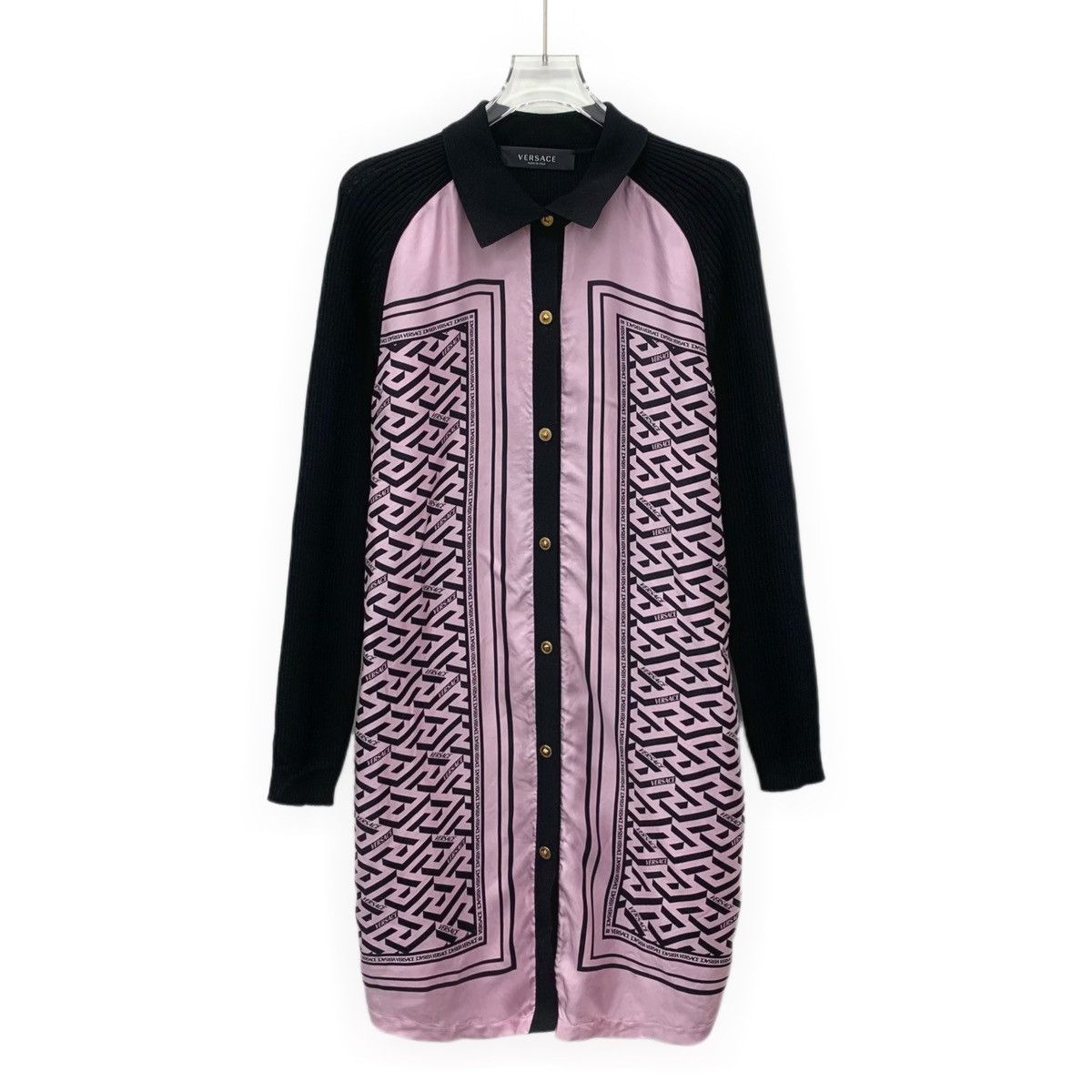 Versace Versace Mulberry Silk Lapel Long Sleeve Knit Dress K26WX Size M / US 6-8 / IT 42-44 - 1 Thumbnail