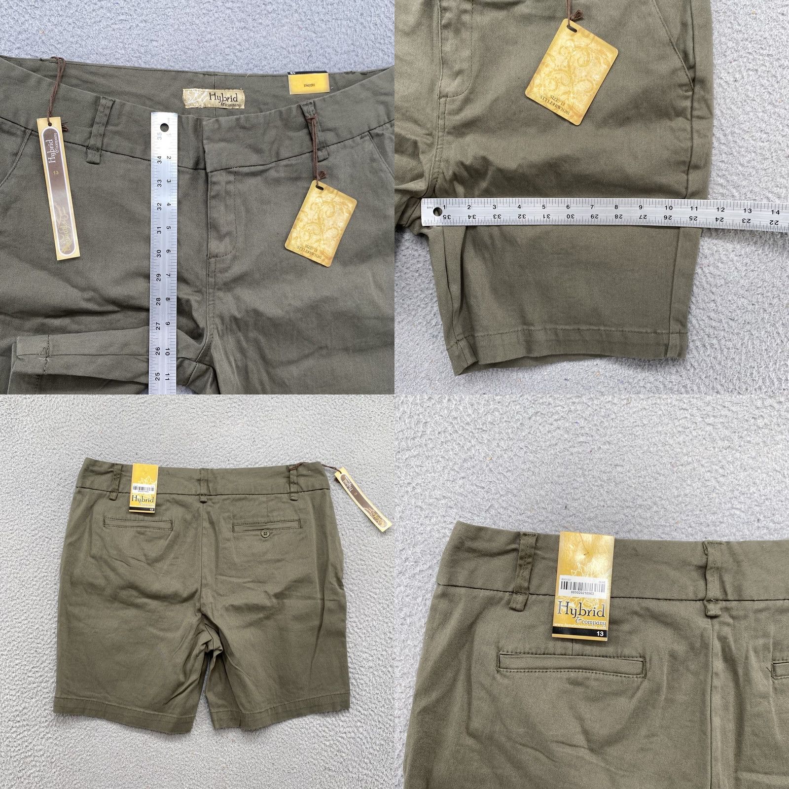 Vintage HYBRID Bermuda Green Mid Rise Flat Front Casual Shorts Size 13 Womens Juniors Cotton Blend Pocket Slit Pockets New Size 34" / US 12 / IT 48 - 8 Thumbnail