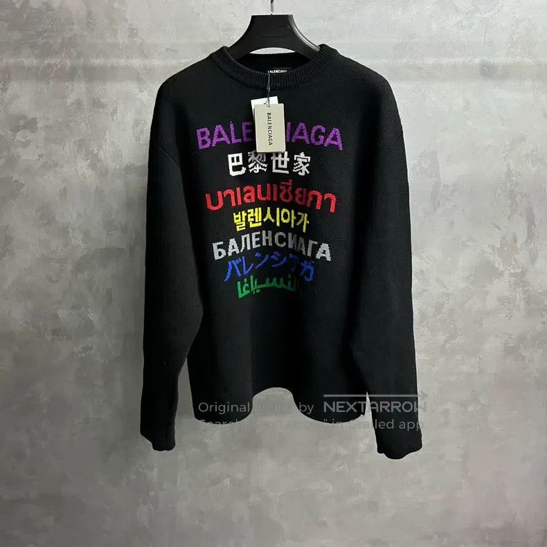 Balenciaga Balenciaga Black Logo Letter Embroidered Crewneck Long-sle Size US M / EU 48-50 / 2 - 1 Thumbnail