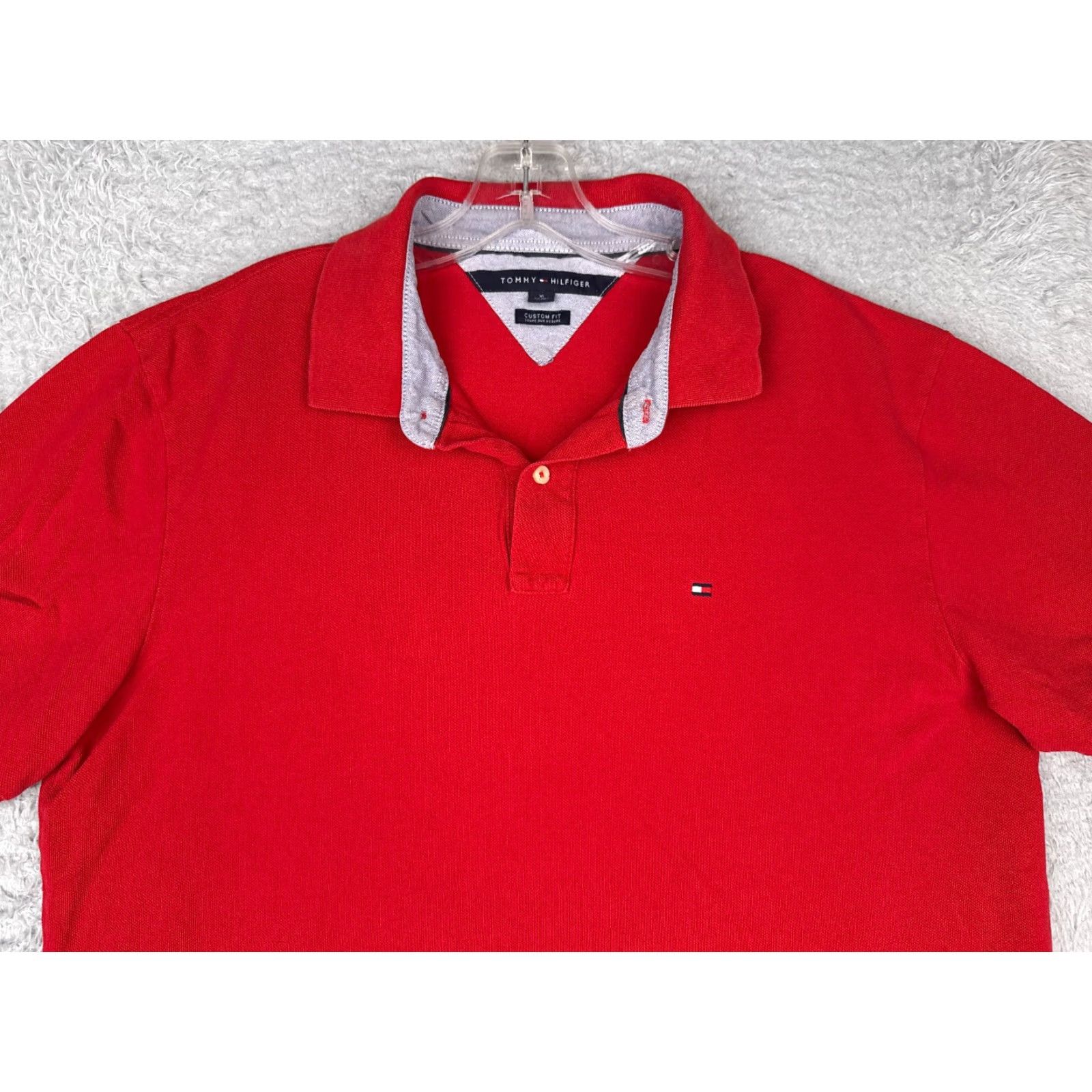 Tommy Hilfiger Tommy Hilfiger Polo Shirt Men XL Red Cotton Slim Fit Short Sleeve Golf Modern Sports Shirt Size US XL / EU 56 / 4 - 4 Thumbnail