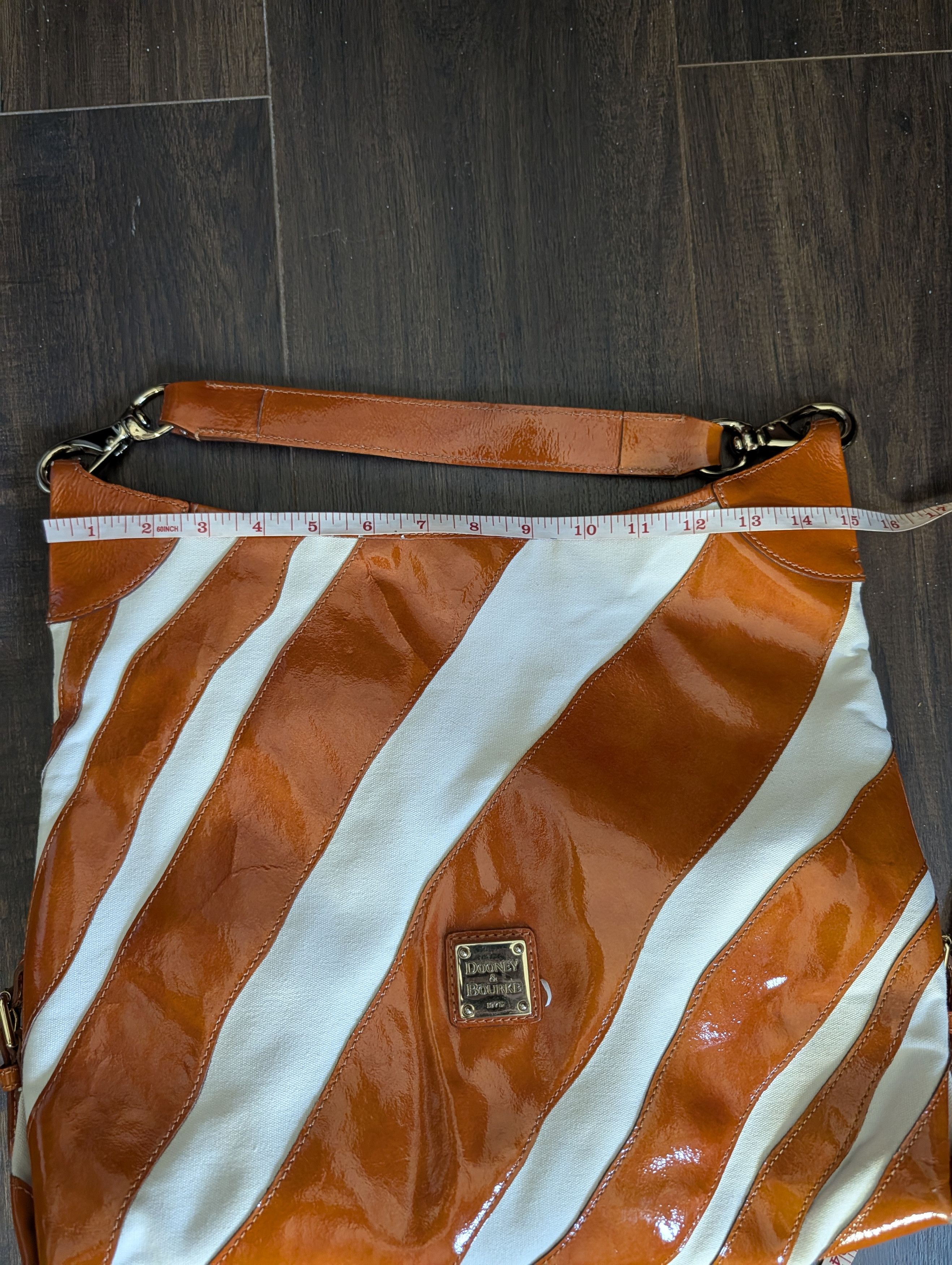 Dooney & Bourke Orange patent / white canvas striped handbag large Size ONE SIZE - 20 Thumbnail