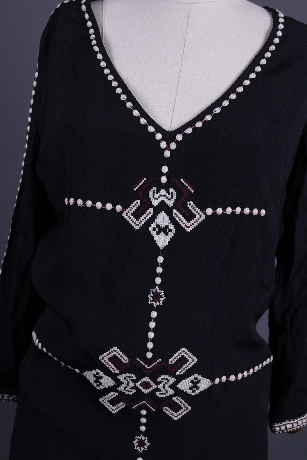 Wilkes Bashford BA&SH Dahlia Black Embroidred V-Neck Robe Dress Size 1 Size M / US 6-8 / IT 42-44 - 5 Thumbnail
