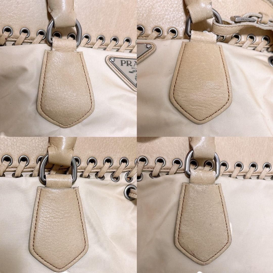 Prada Prada - Handbag Beige Leather Shoulder Bag Triangle Logo Size ONE SIZE - 4 Thumbnail