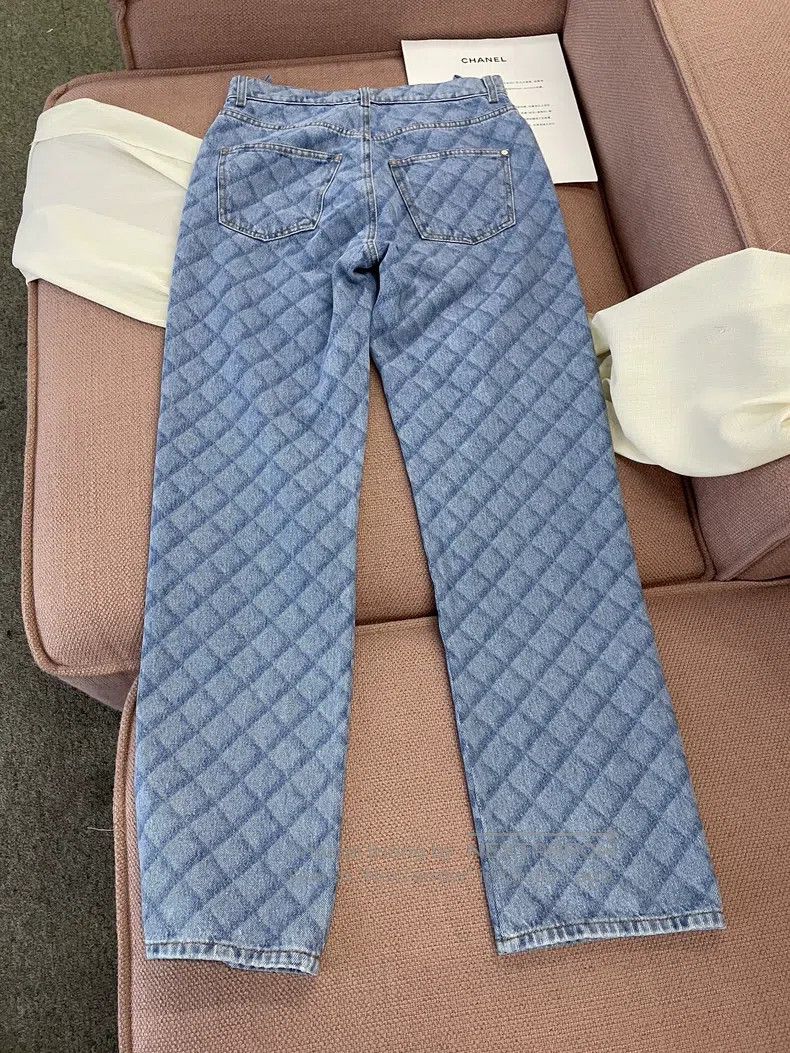Chanel Chanel Blue diamond checkered straight jeans Size 25" / US 0 / IT 36 - 3 Thumbnail