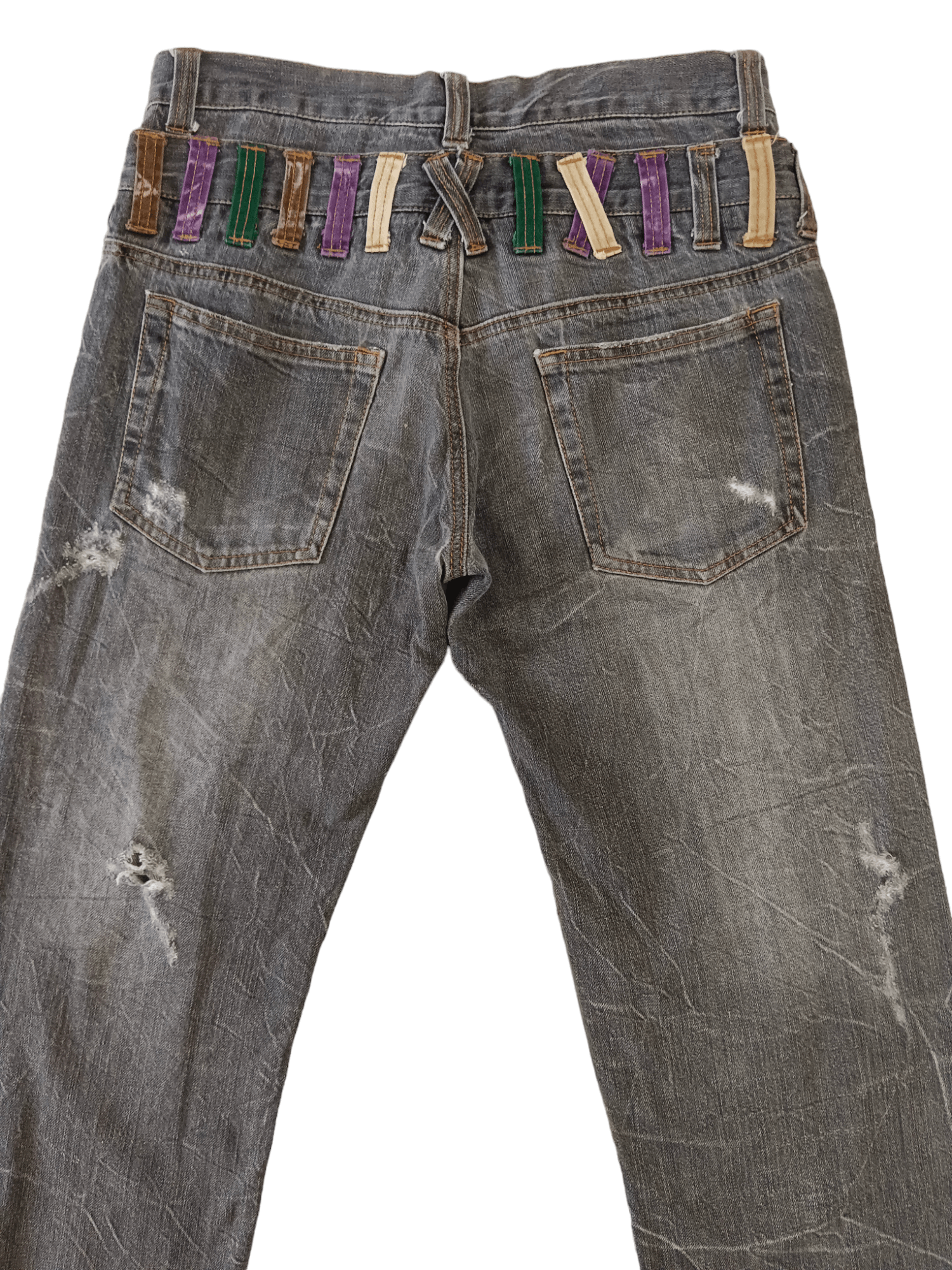 Japanese Brand Nylaus Seditionaries Distressed Double Waist Punk Jeans Size US 29 - 4 Thumbnail