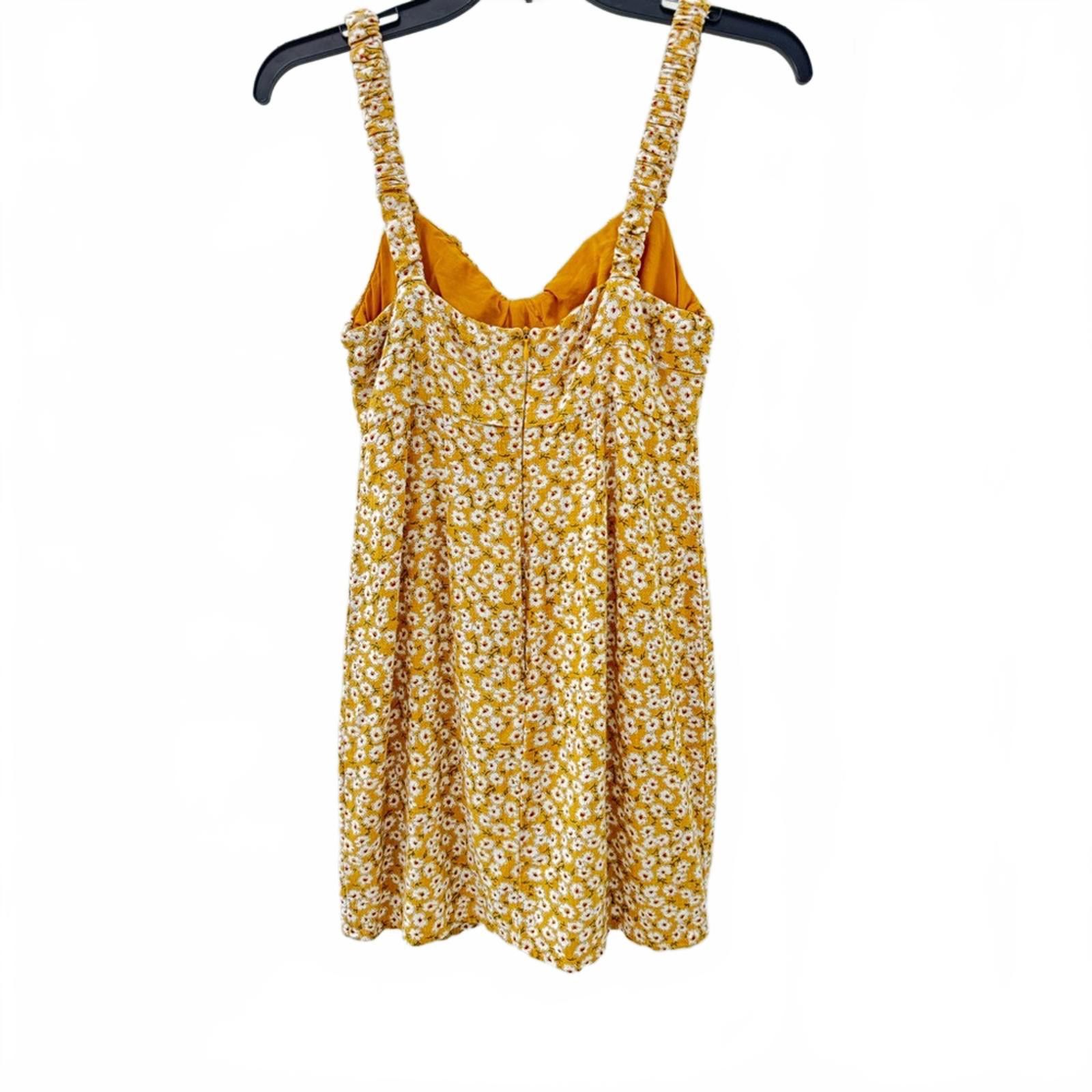 Aeropostale Aeropostale Mustard Yellow Floral Mini Dress- Size XS Size XS / US 0-2 / IT 36-38 - 2 Thumbnail