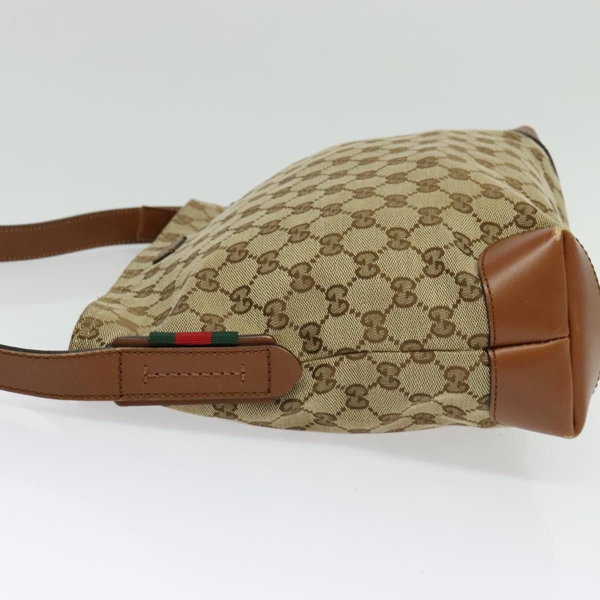 Gucci GUCCI GG Canvas Web Sherry Line Shoulder Bag Beige Gold Size ONE SIZE - 4 Thumbnail