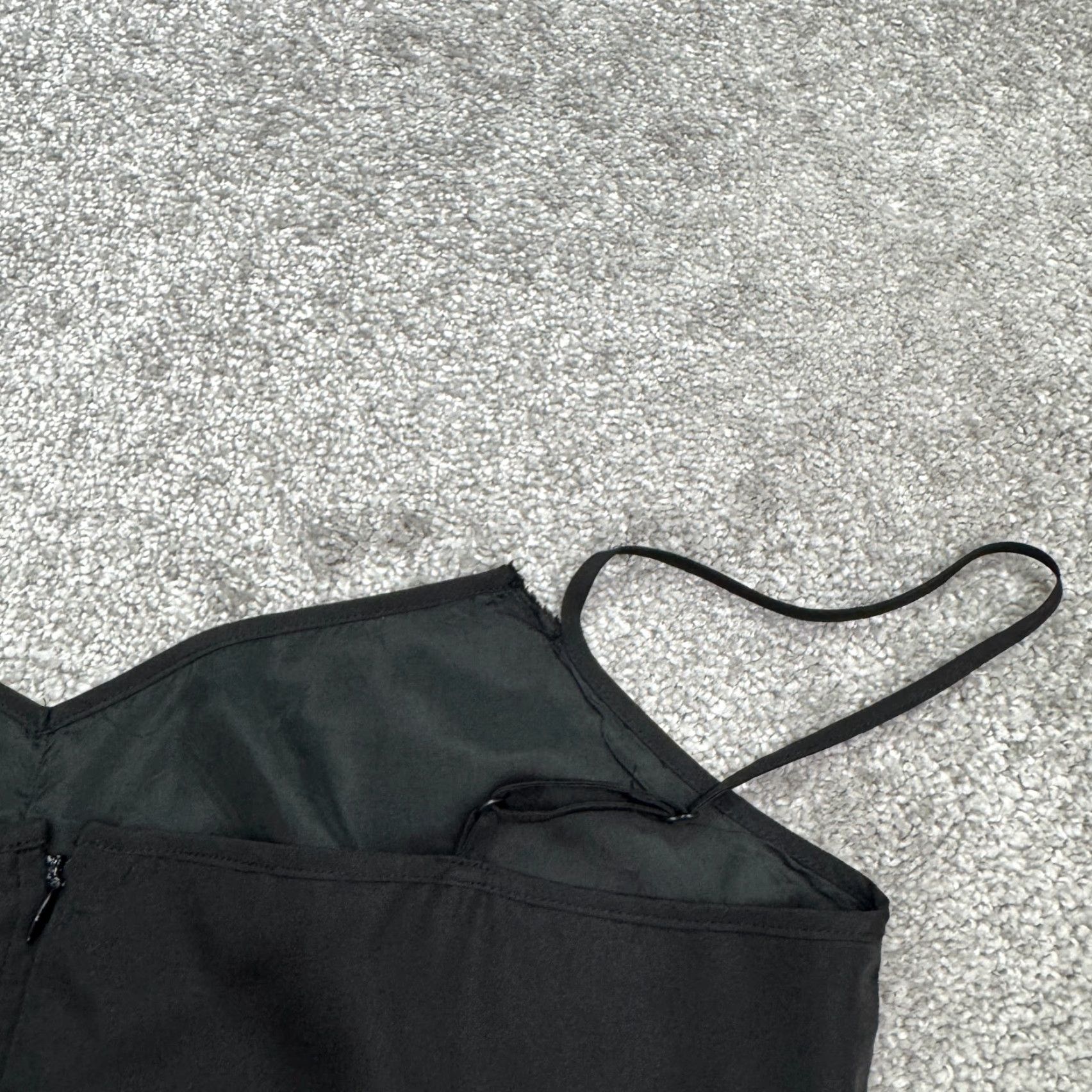 J.Crew J.Crew Black Satin Mini Camisole Tank Dress Womens 10 LBD Pockets Spaghetti Elastic V-Neck Sleeveless Party/Cocktail Casual Satin LBD Womens 10 Black Size L / US 10 / IT 46 - 6 Thumbnail