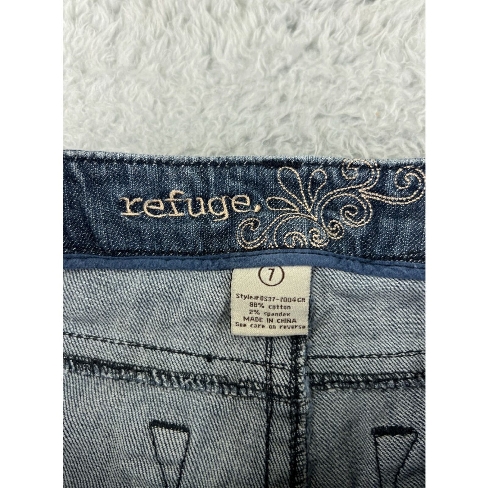 Vintage Refuge Jeans Womens 7 Blue Denim Cotton Blend Stretch Bootcut Modern Classic American Style Women’s Jeans - 28 Inseam, Medium Wash, 5-Pocket, Slim Fit Size 28" / US 6 / IT 42 - 2 Thumbnail