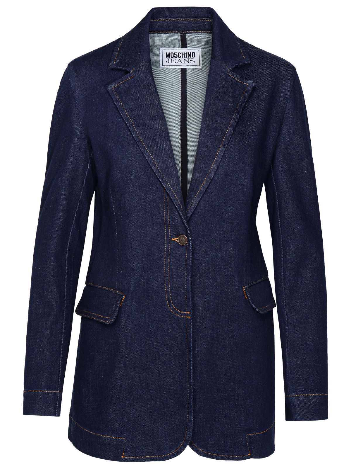 image of Moschino Jeans Blue Cotton Blazer, Women's (Size Medium)