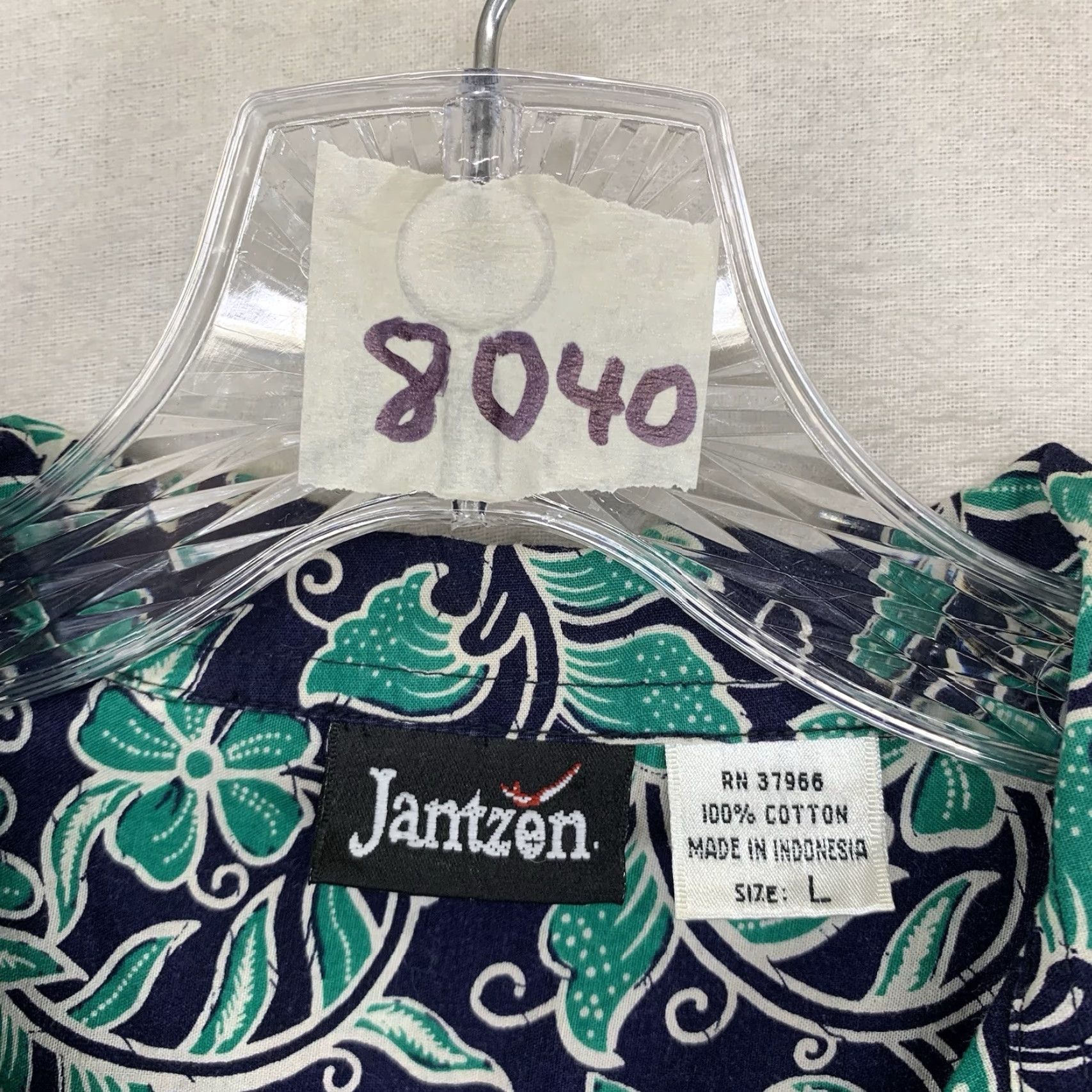 Jantzen VINTAGE Jantzen Hawaiian Shirt Men All Over Botanical Floral Short Sleeve Cotton Casual Spring Summer 80s Retro Blue Green Size US L / EU 52-54 / 3 - 4 Thumbnail
