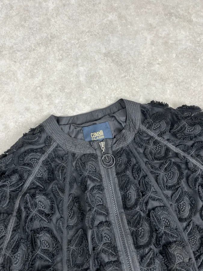 2000s Cavalli Flowers Abstract Embroidered Bomber Jacket