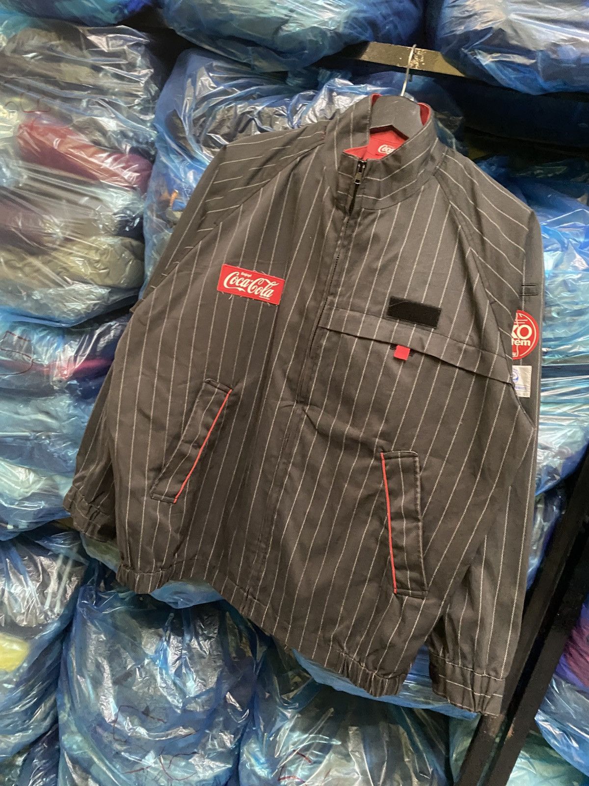 Coca Cola Vintage Coca-Cola Pinstripe Black Blouson Jacket Size US XL / EU 56 / 4 - 2 Thumbnail