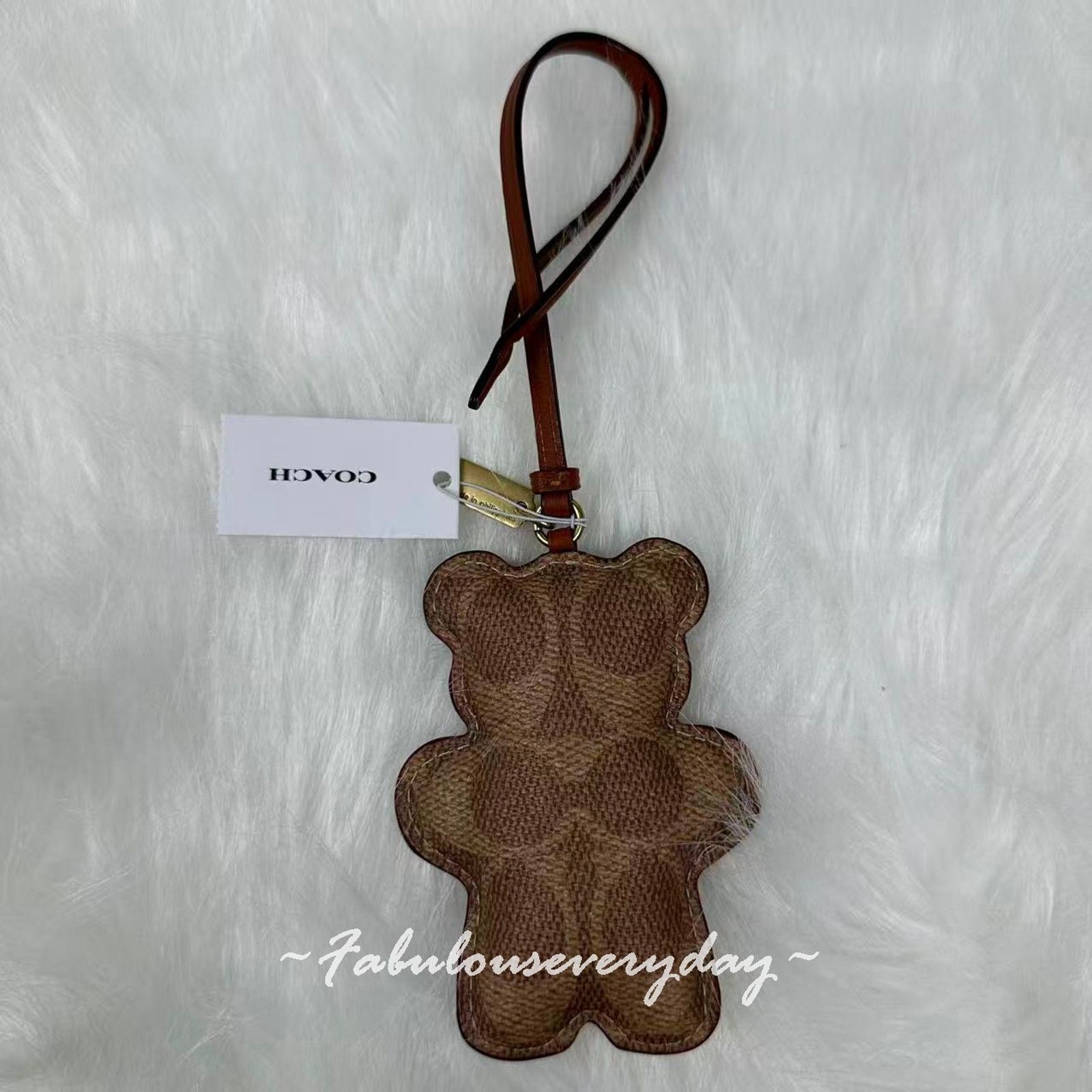 Coach Coach Bear Puffy Bag Charm In Signature Canvas Tan/Caramel Size ONE SIZE - 3 Thumbnail
