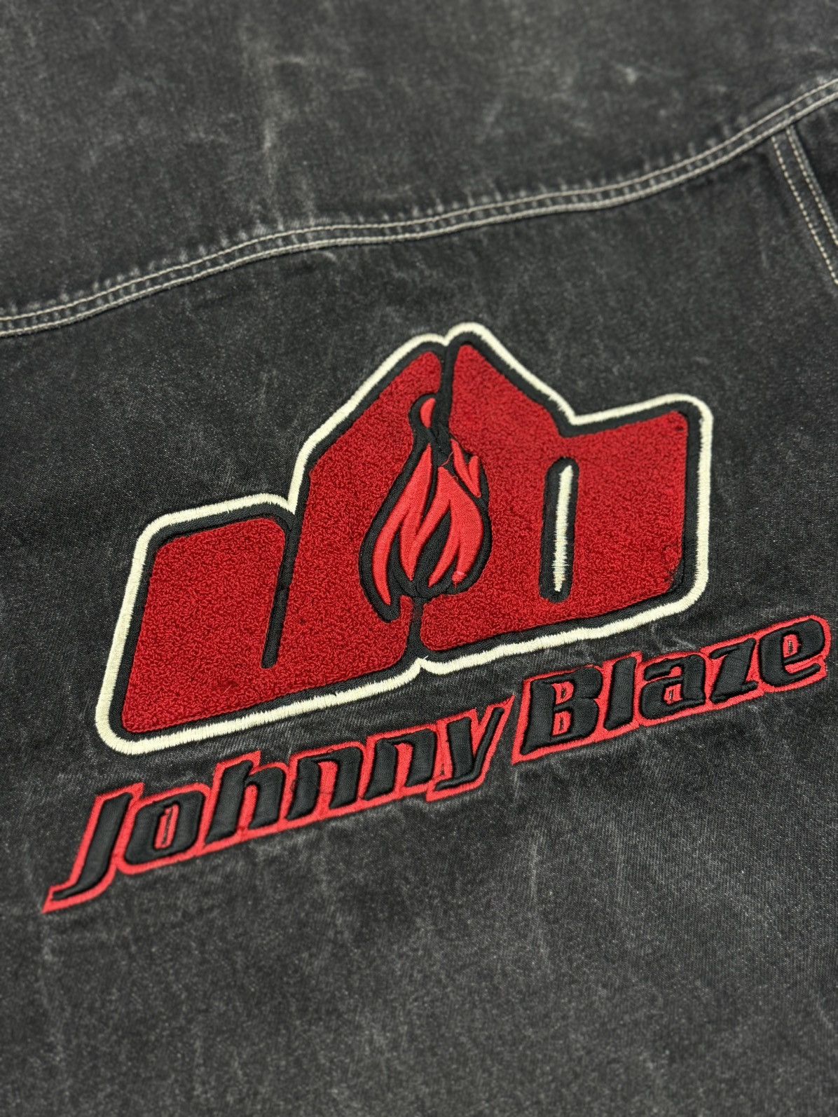 Vintage 1990’s Vintage Johnny Blaze Hip-Hop Washed Denim Jacket Size US XL / EU 56 / 4 - 14 Thumbnail