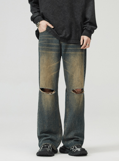 Japanese Brand American street trend distressed casual washed ripped jeans Size US 32 / EU 48 - 1 Thumbnail