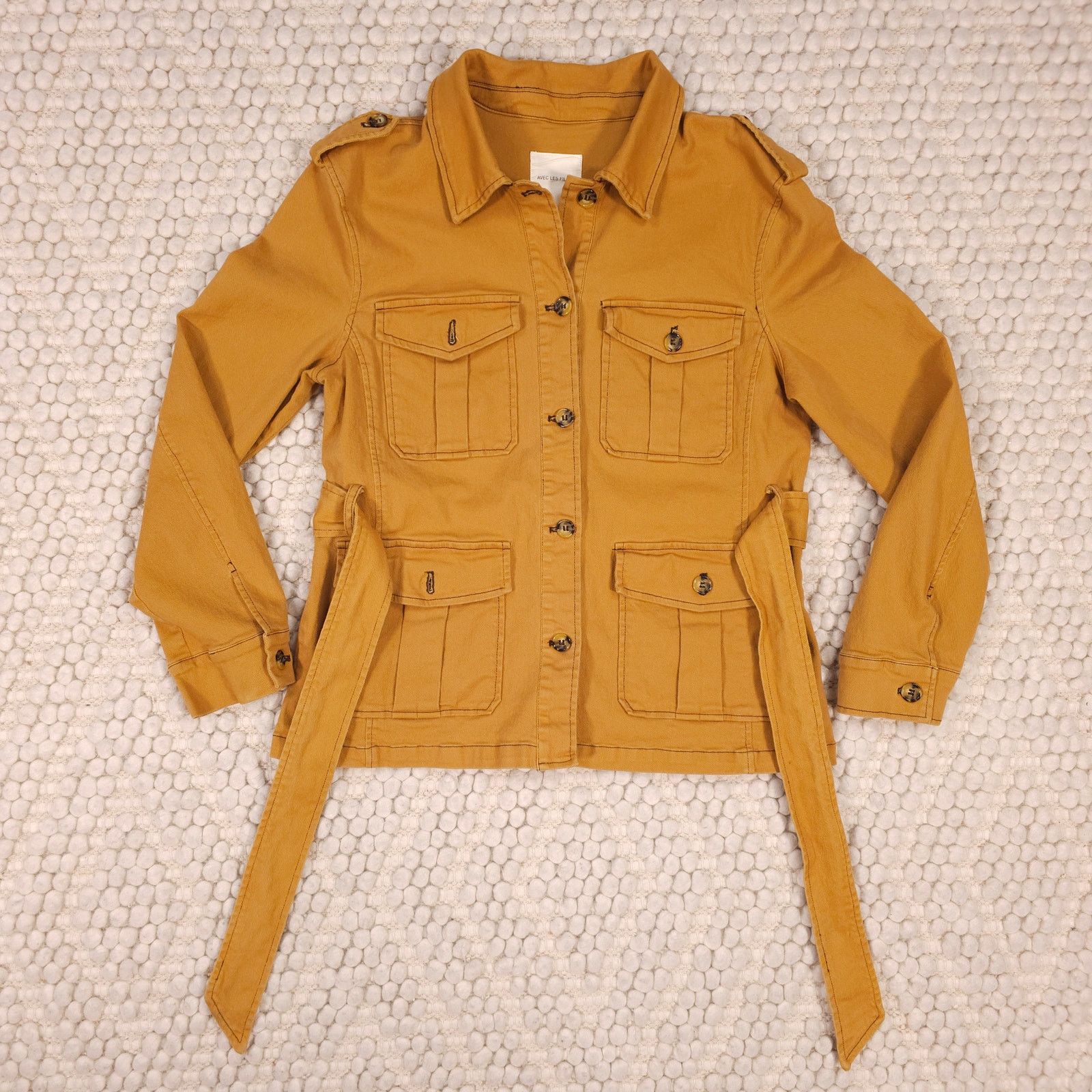 AVEC LES FILLES Avec Les Filles Belted Safari Jacket Camel Tan Sz Medium Size M / US 6-8 / IT 42-44 - 7 Thumbnail