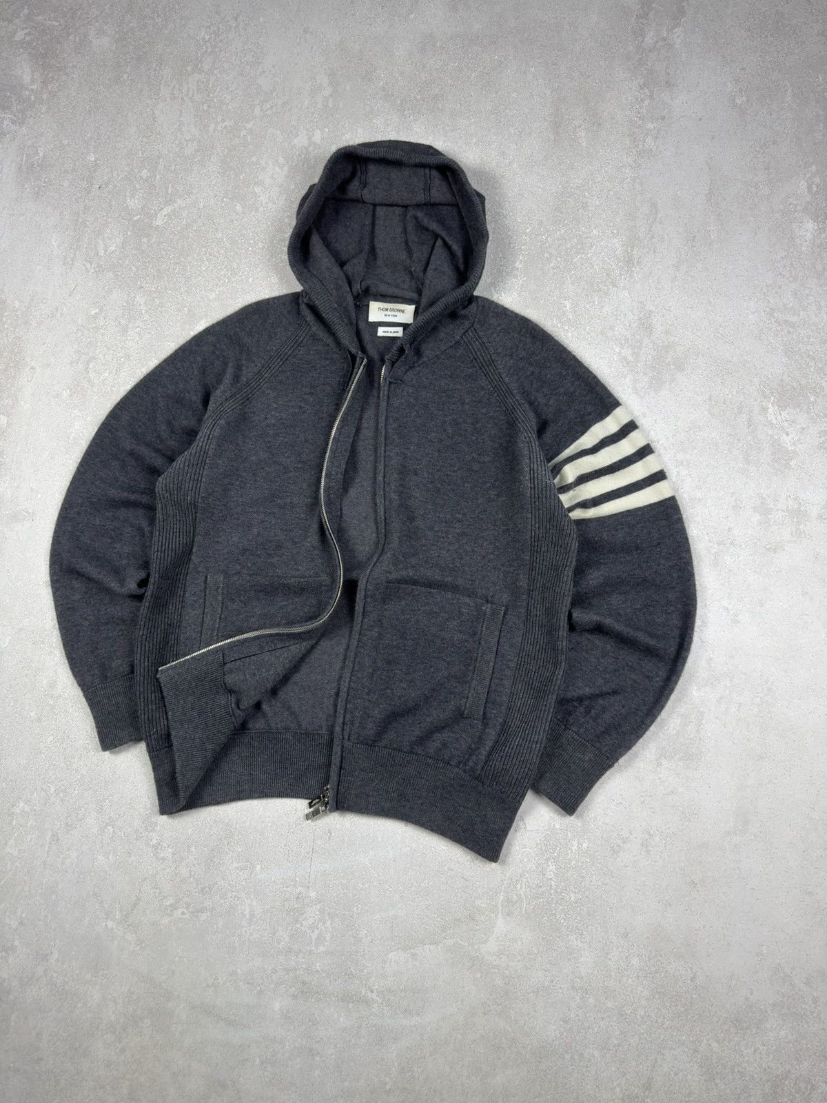 Thom Browne Thom Browne Wool Gray Zip Hoodie Classic Japan Pullover Size US L / EU 52-54 / 3 - 2 Thumbnail