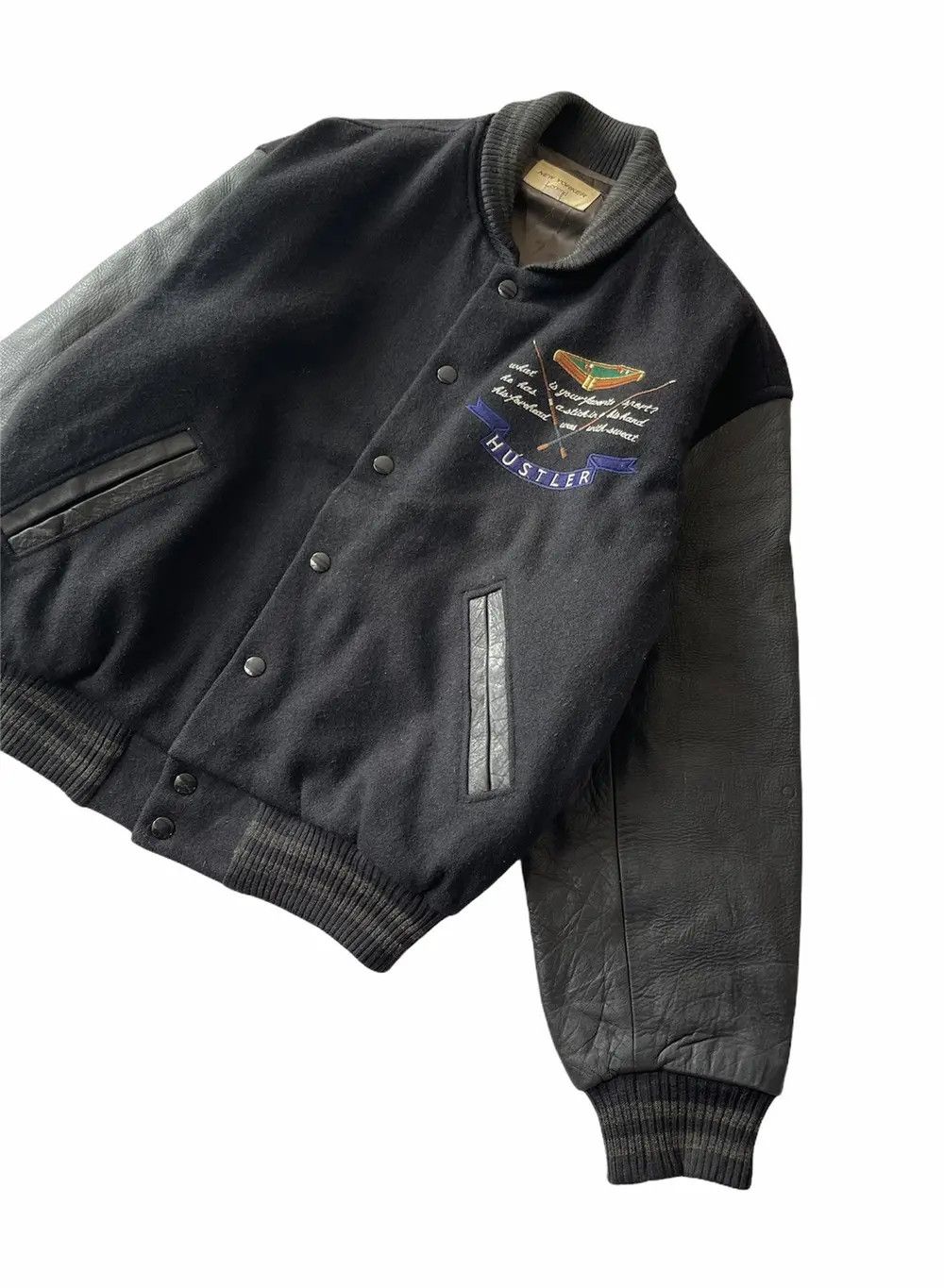 Vintage HUSTLER NEW YORK LEGEND VARSITY JACKET Size US L / EU 52-54 / 3 - 9 Thumbnail