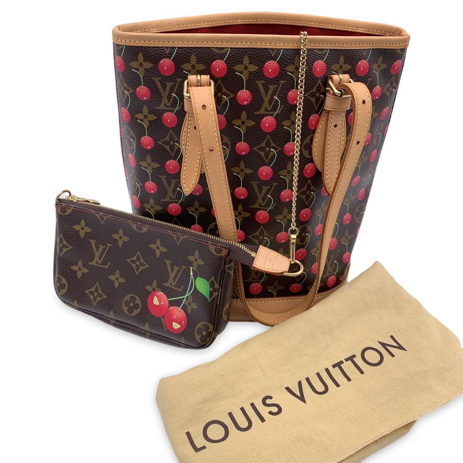image of Louis Vuitton Louis Vuitton Tote Bag Murakami Cerises in Brown, Women's