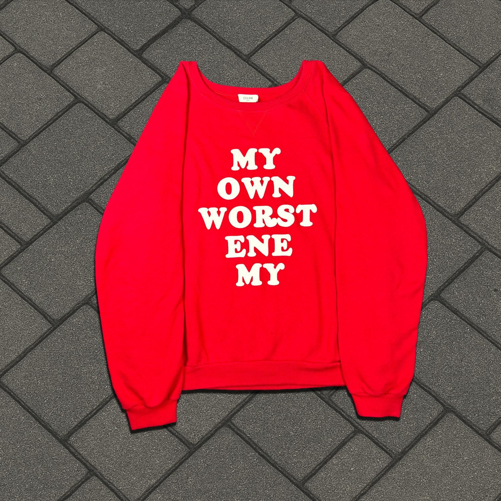 Celine SS20 Celine Red My Own Worst Enemy Crewneck Size US L / EU 52-54 / 3 - 1 Thumbnail