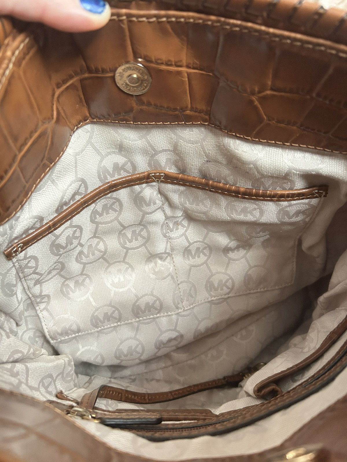 Michael Kors Michael Kors Hamilton-Zebra Canvas & Whipstitch Croc Leather Size ONE SIZE - 14 Thumbnail