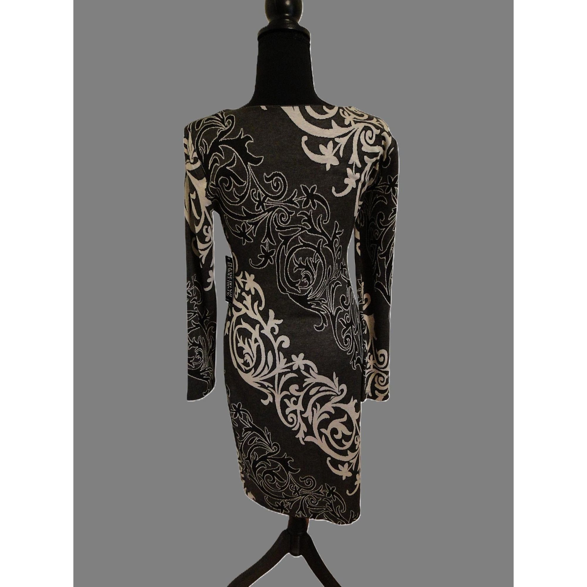 Other New York & Company Dress Gray & White Long Sleeve Women's Si Size S / US 4 / IT 40 - 2 Thumbnail