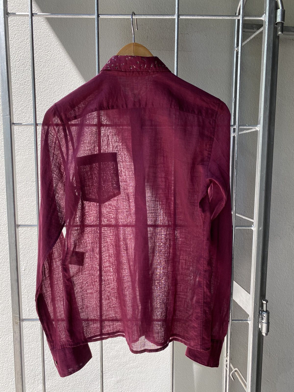Zucca ZUCCA Deep Red Sheer Shirt with Sparkling Collar Size S / US 4 / IT 40 - 13 Thumbnail