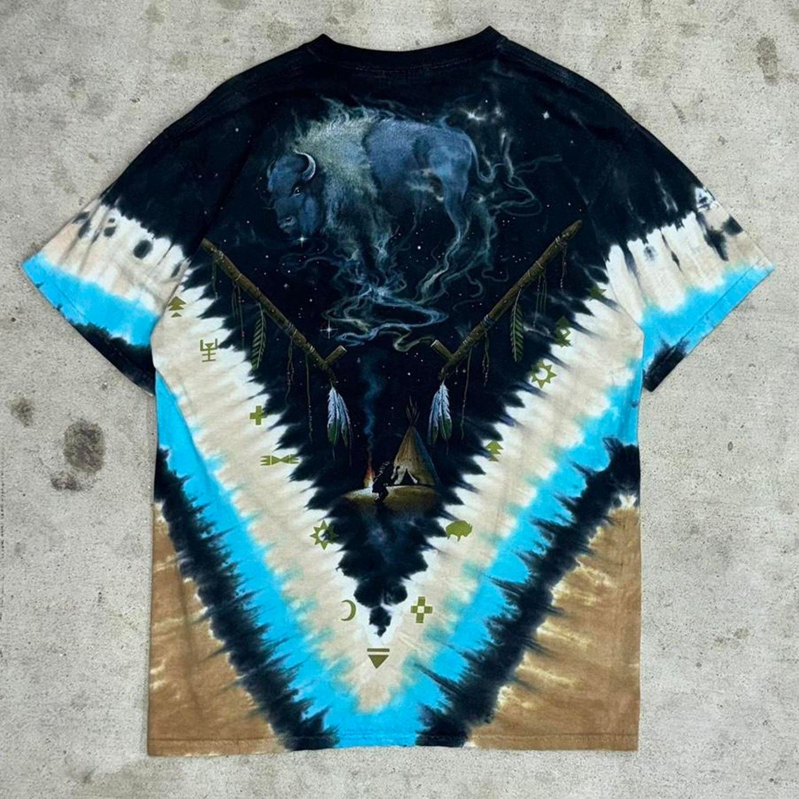 Liquid Blue Medium - Vintage y2k liquid blue aop tie dye skull t-shirt Size US M / EU 48-50 / 2 - 3 Thumbnail