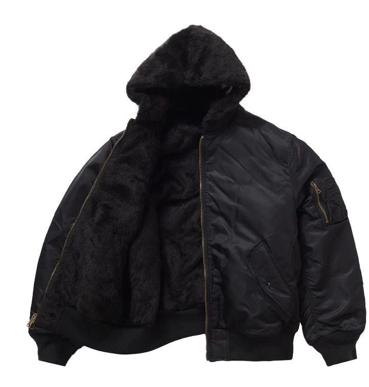 Supreme Faux Fur Reversible MA-1 Black Large