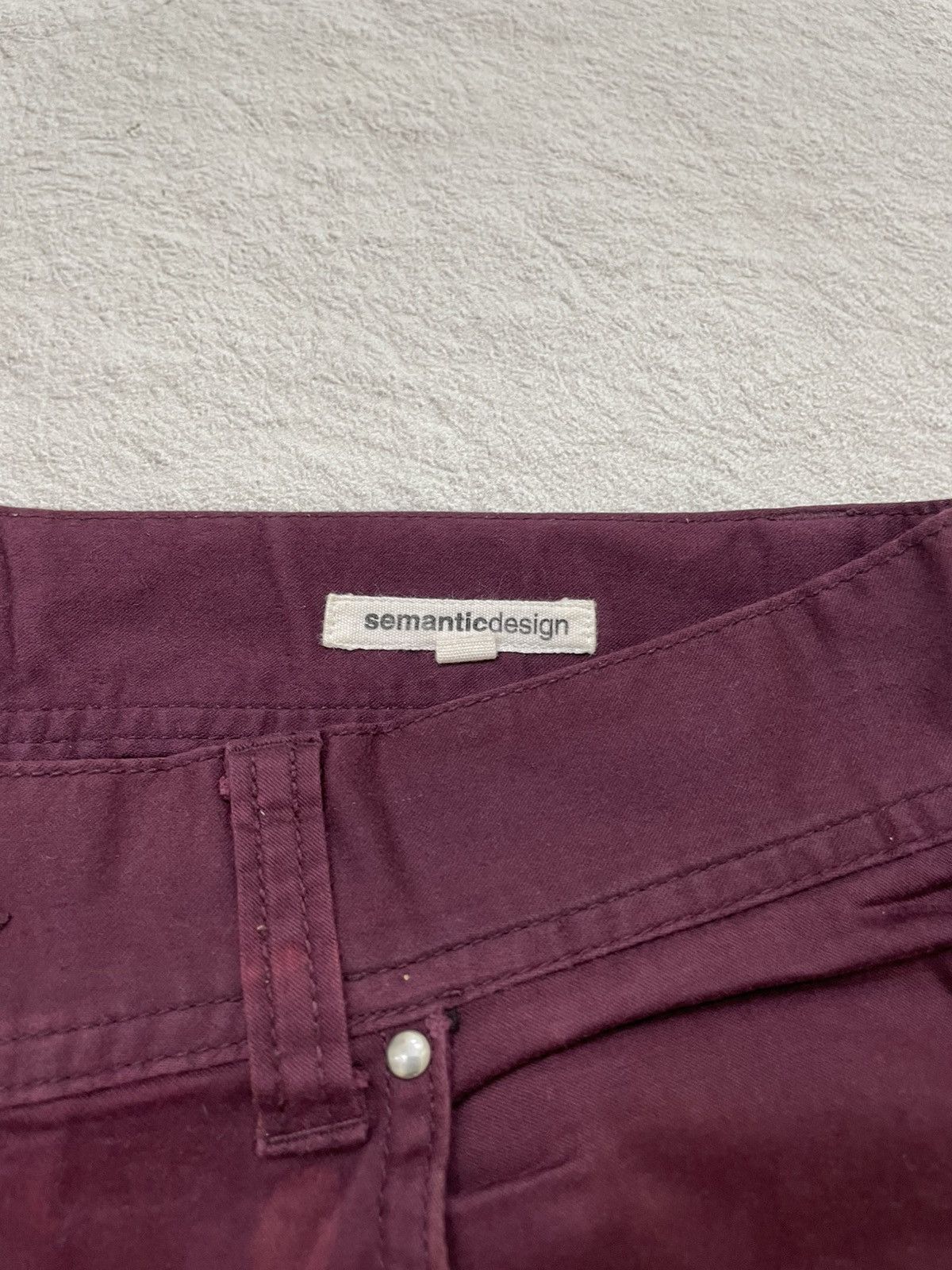 semanticdesign 2000s Semantic Cargo Pants Burgundy Zip Pocket Detail Size US 33 - 4 Thumbnail