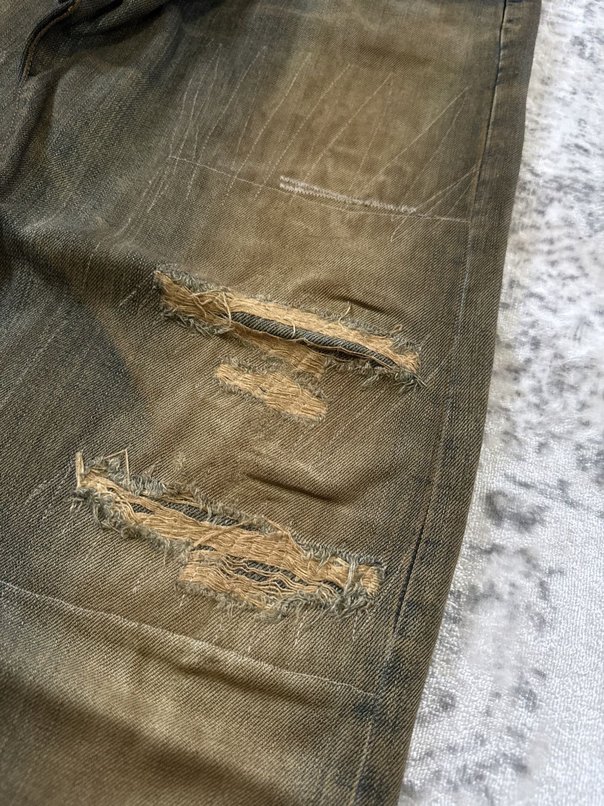 Edwin Vintage Edwin 505 Mud Wash Distressed Repaired Loose Jeans Size US 32 / EU 48 - 7 Thumbnail