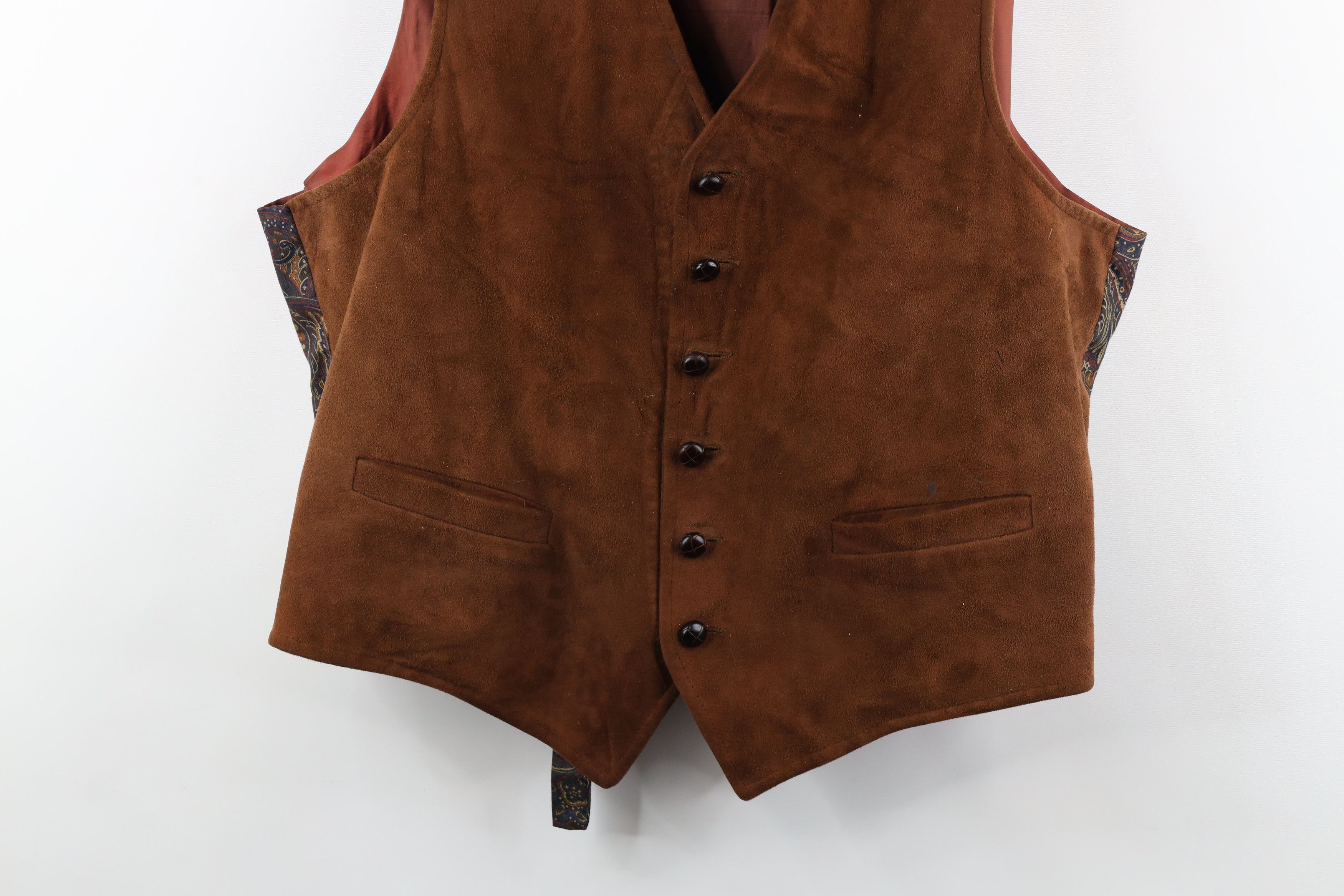 Lands' End × Vintage Vintage 90s Lands End Buckle Back Suede Leather Vest Jacket Size US XL / EU 56 / 4 - 3 Thumbnail