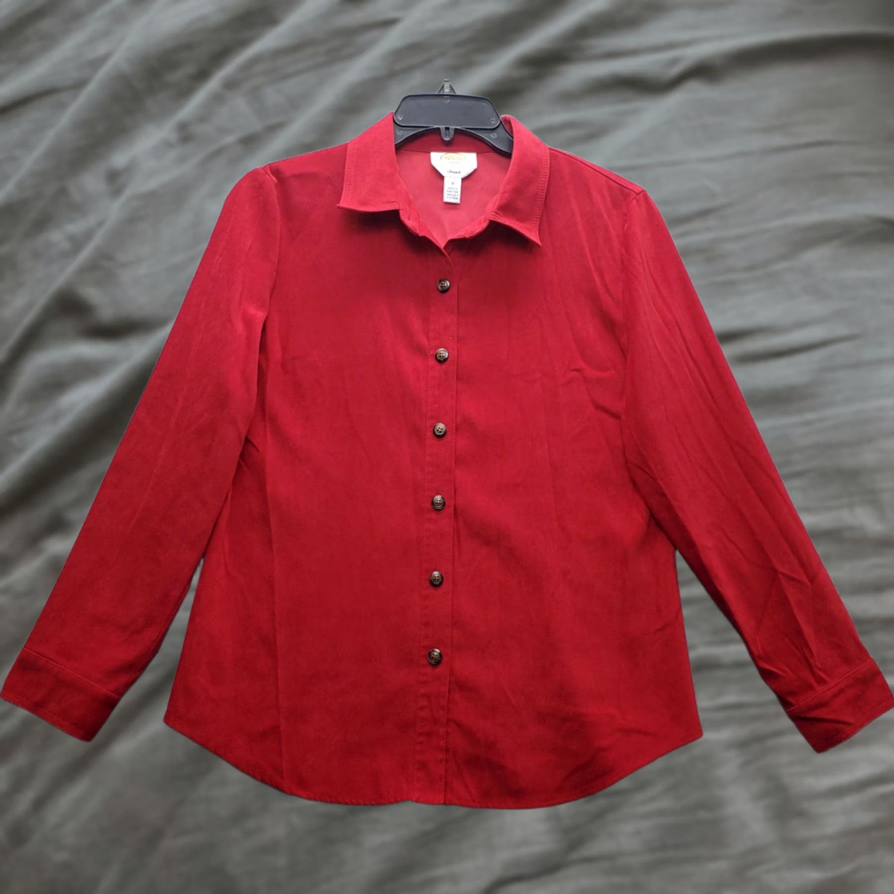 Talbots Talbots Shirt Womens Size M Red Twill Stretch Wrinkle Free Collared Button Up Size M / US 6-8 / IT 42-44 - 1 Thumbnail