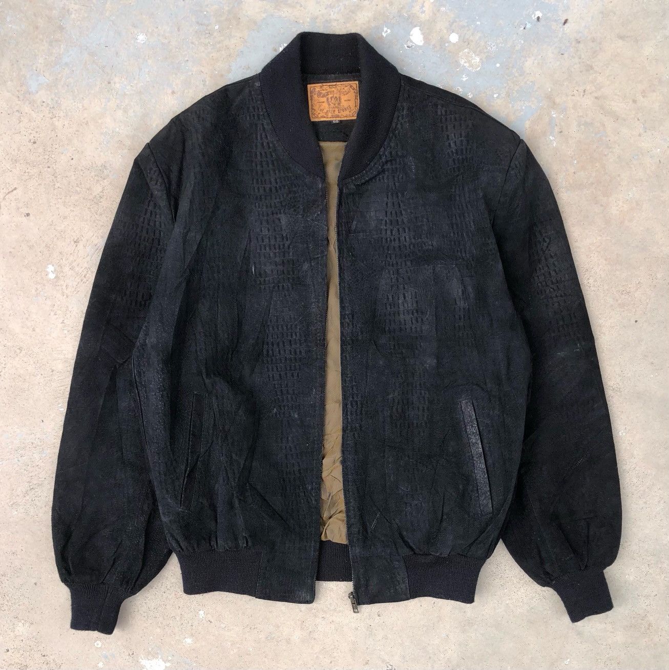 Vintage Vintage Crocodile Texture Leather Bomber Jacket Size US M / EU 48-50 / 2 - 2 Thumbnail